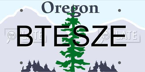 BTESZE Oregon License Plate
