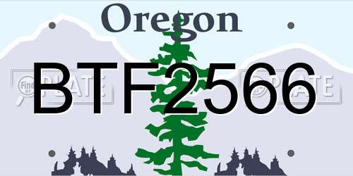 BTF2566 Oregon License Plate