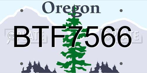 BTF7566 Oregon License Plate