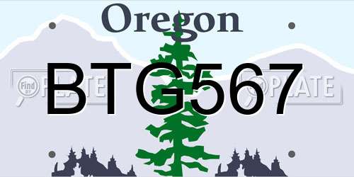 BTG567 Oregon License Plate