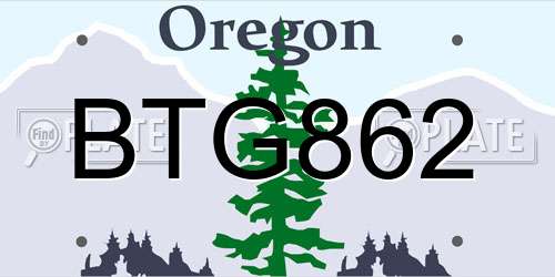 BTG862 Oregon License Plate