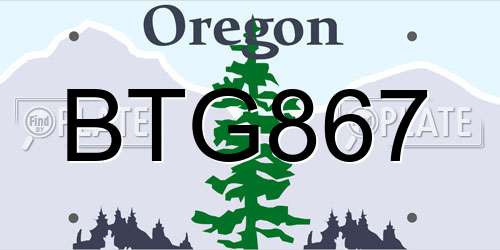 BTG867 Oregon License Plate