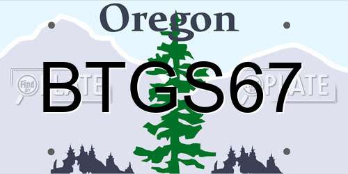 BTGS67 Oregon License Plate