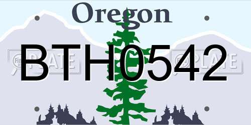 BTH0542 Oregon License Plate
