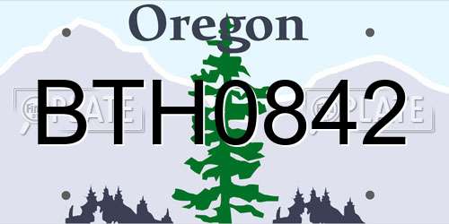 BTH0842 Oregon License Plate