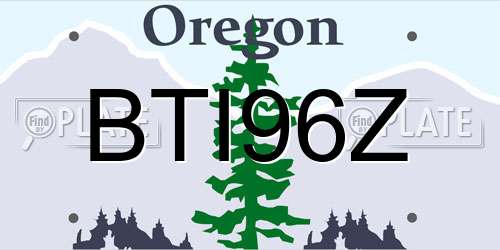 BTI96Z Oregon License Plate