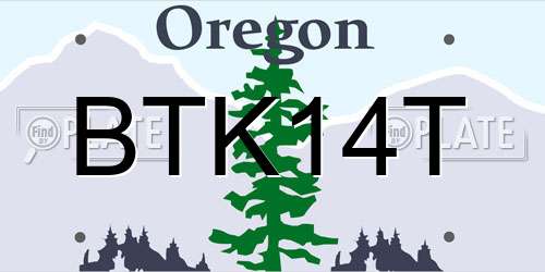 BTK14T Oregon License Plate
