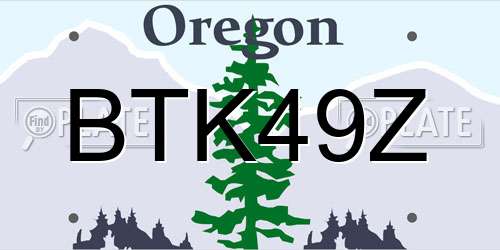 BTK49Z Oregon License Plate