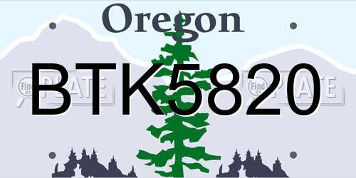 BTK5820 Oregon License Plate