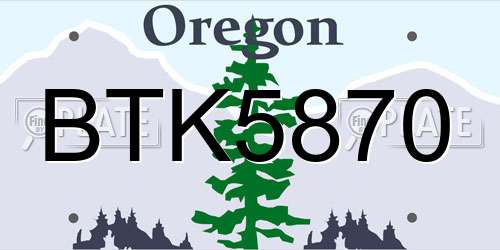 BTK5870 Oregon License Plate
