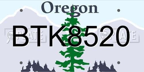 BTK8520 Oregon License Plate