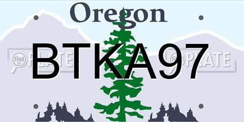 BTKA97 Oregon License Plate