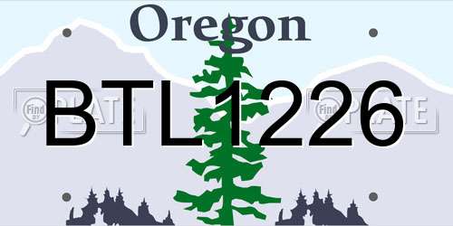 BTL1226 Oregon License Plate