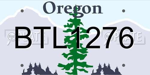 BTL1276 Oregon License Plate
