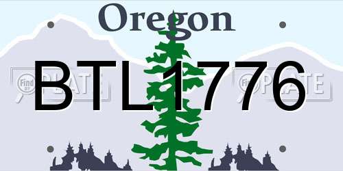 BTL1776 Oregon License Plate