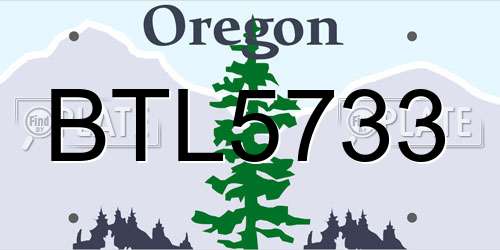 BTL5733 Oregon License Plate