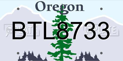 BTL8733 Oregon License Plate