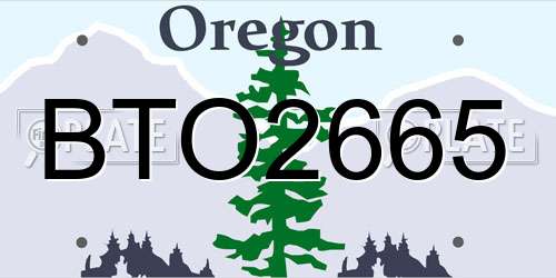 BTO2665 Oregon License Plate