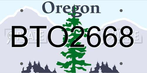 BTO2668 Oregon License Plate