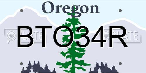 BTO34R Oregon License Plate