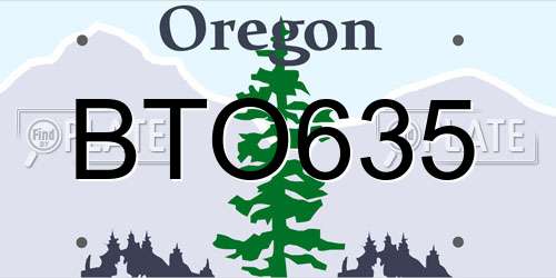BTO635 Oregon License Plate