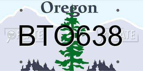 BTO638 Oregon License Plate