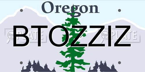 BTOZZIZ Oregon License Plate