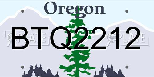 BTQ2212 Oregon License Plate