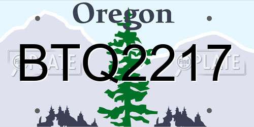 BTQ2217 Oregon License Plate