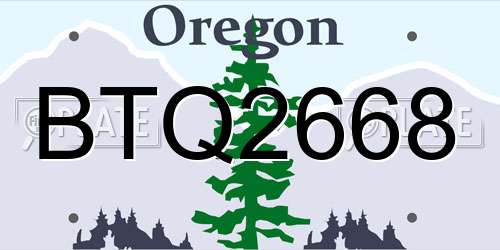 BTQ2668 Oregon License Plate
