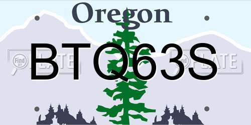 BTQ63S Oregon License Plate