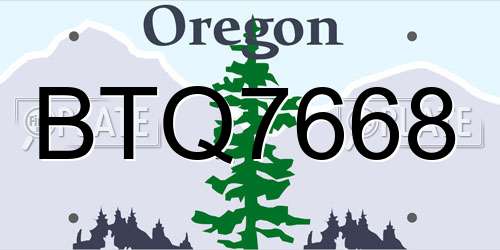 BTQ7668 Oregon License Plate