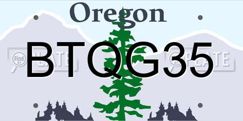 BTQG35 Oregon License Plate
