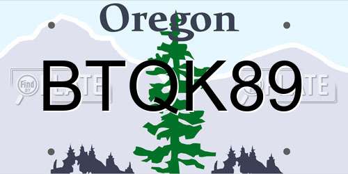 BTQK89 Oregon License Plate