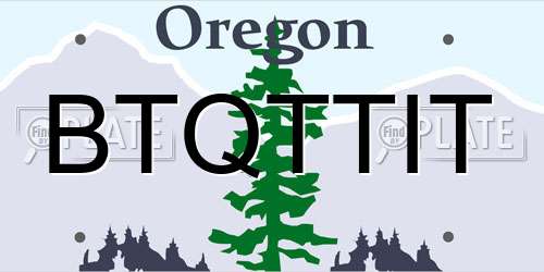 BTQTTIT Oregon License Plate