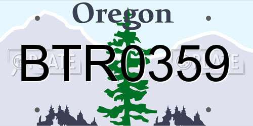 BTR0359 Oregon License Plate