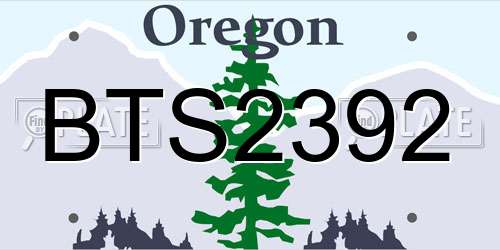 BTS2392 Oregon License Plate