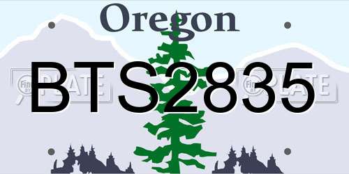 BTS2835 Oregon License Plate