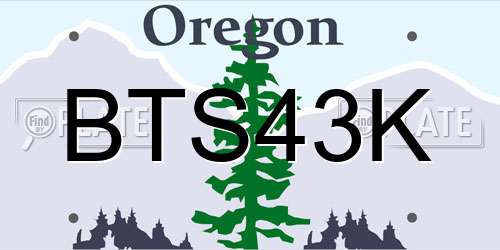 BTS43K Oregon License Plate