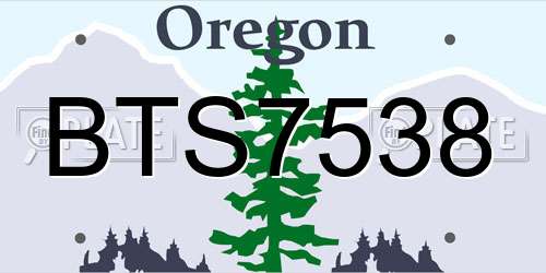 BTS7538 Oregon License Plate
