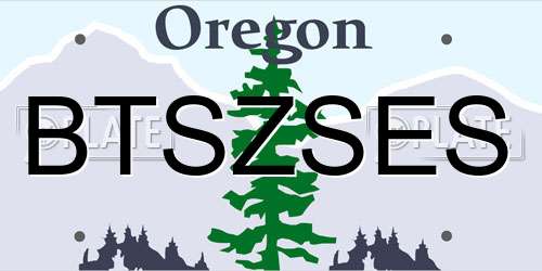 BTSZSES Oregon License Plate