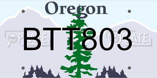 BTT803 Oregon License Plate