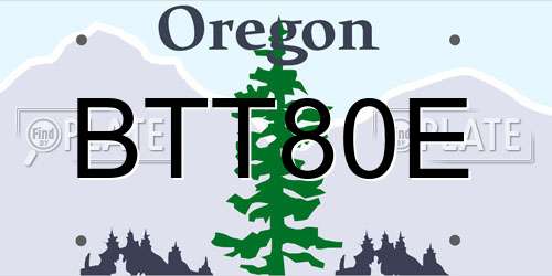 BTT80E Oregon License Plate