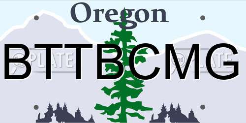 BTTBCMG Oregon License Plate