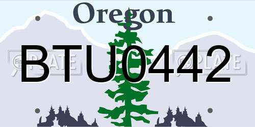 BTU0442 Oregon License Plate
