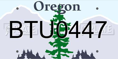 BTU0447 Oregon License Plate