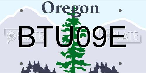 BTU09E Oregon License Plate