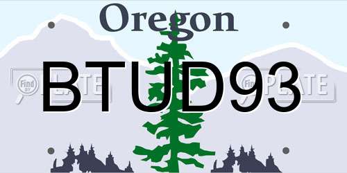 BTUD93 Oregon License Plate