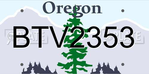BTV2353 Oregon License Plate