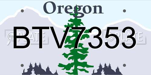 BTV7353 Oregon License Plate